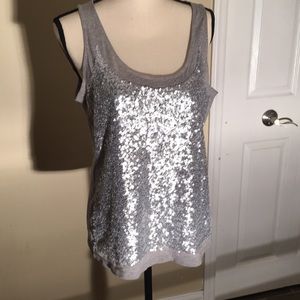EUC sequin tank top in grey size large